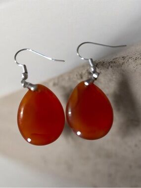 Classic Teardrop Carnelian Dangle Earrings